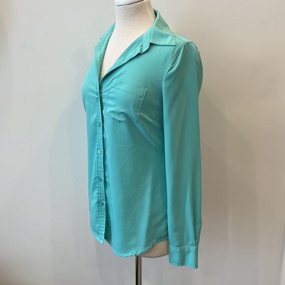 Merona Aqua Button Down Dress Shirt - XS - Picture 4 of 9